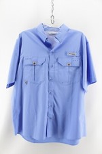 COLUMBIA SPORTSWEAR Omni-Shield Blood 'N Guts Blue Fishing Shirt Men's Size M
