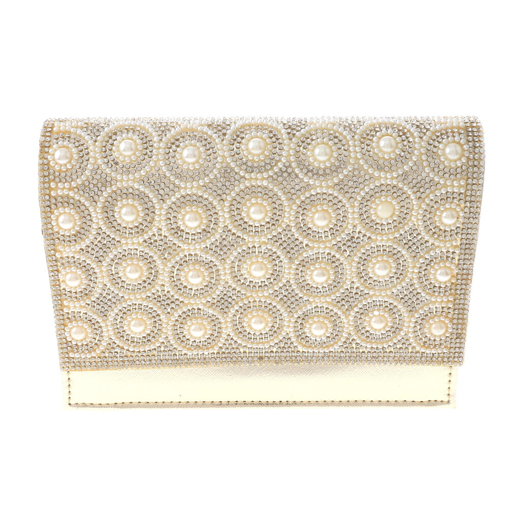 Gold Tone Fashion Glitter Fabric Rhinestone Clutch Evening Bag TLX137-GLD