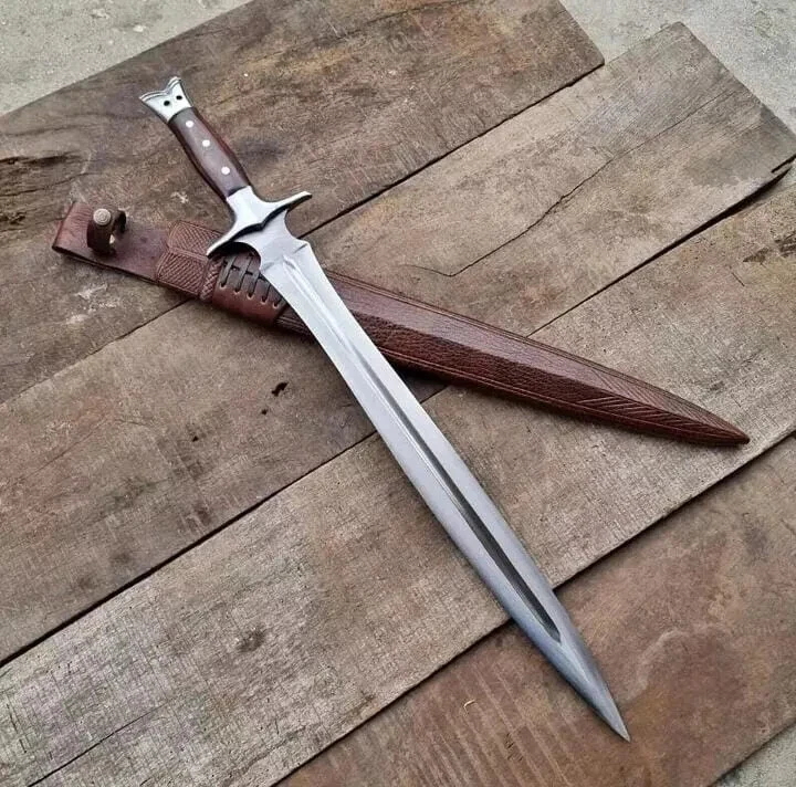 Espada Vikinga Clásica Hoja de Acero al Carbono Hecha a Mano Personalizada | Caza | 30 pulgadas Foto 4 de 4