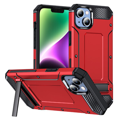 For iPhone 15 Pro Max 14 13 12 11 XS Max Slim Armor Shockproof Stand Phone Cover