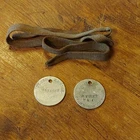 Antique Pair Original WW1 Dog Tags US Military Soldier Green Lanyard