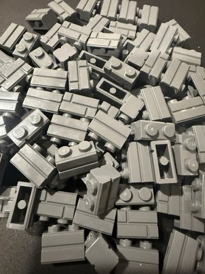 LEGO 100 Pieces 1x2 Dark Gray Brick Masonry Profile Bricks Wall 98283