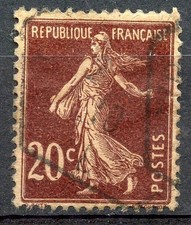 🦬Timbre France N°139  Type Semeuse Camée Oblitérée - 20c Brun Rouge - 1907🦬