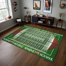 Football Rug for Bedroom,5'X7' Non-Slip Football Field Rugs,Sports Rug for Room