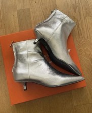 John Lewis UK5 EU38 Metallic Silver Boots/ Leather / BNWT
