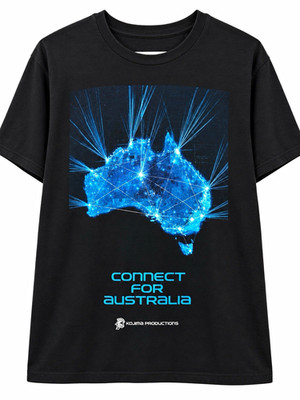 Kojima Productions  Connect for Australia  Crew Neck Black Men s T-Shirt Used XL