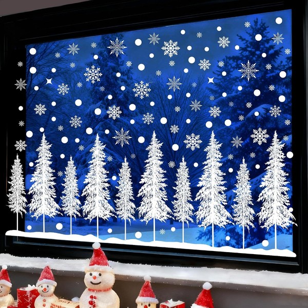 Fensterbilder Weihnachten Weihnachtsbaum Fensteraufkleber Weiß, 232 Fensterdeko-image