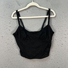 The Great Eros Small Black Lace Crop Top Camisole Adjustable Straps Italy Made
