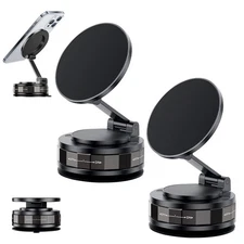 2Pcs Suction Cup Phone Mount, Upgraded 360 Adjustable Vacuum Magnetic Phone H...