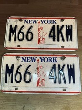 Vintage Pair Statue Of Liberty New York License Plates NY