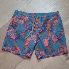 Prana Swim Shorts Men's sz M Multicolored Palm Swim Trunks Beach Vacation Pool