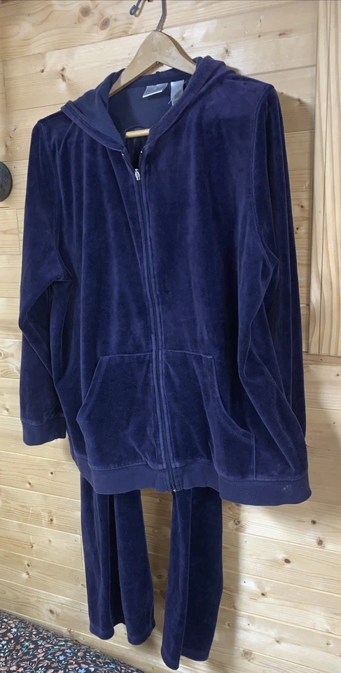 Liz Claiborne Hoodie Villager Sport Velour Hoodie Blue Sz 1  - Image 2 of 4