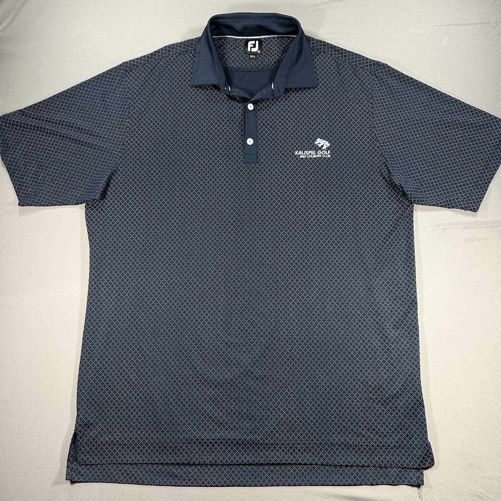 FootJoy Polo Shirt Mens XL Navy Blue Golf Performance Kalispel Country Club