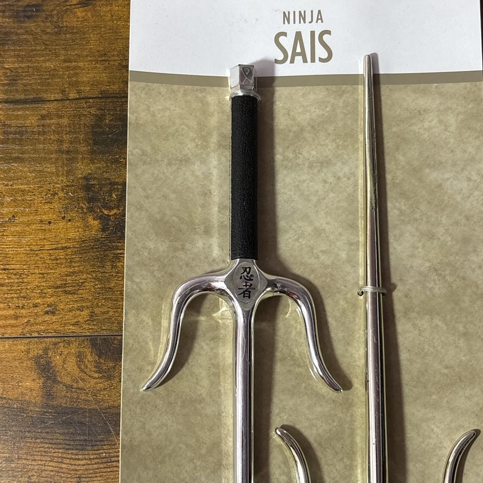 Ninja Sai Silver w/Black Handle Toy Prop Fancy Dress Halloween Costume Accessory - Image 2 of 4