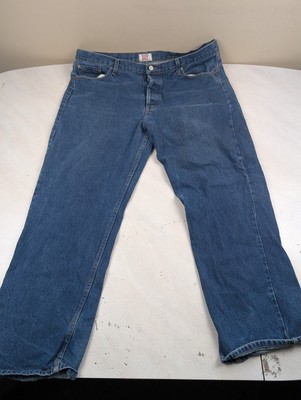 Vintage 90s Levi s 501 Button Fly Rinsed Blue Denim Straight Leg Jeans 42x32