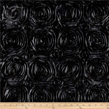 Wedding Rosette Satin Black, Fabric by the Yard