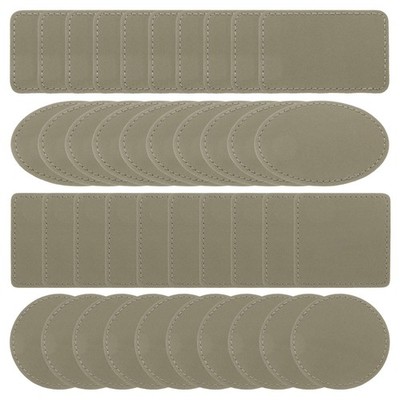 60 Pack Blank Leatherette Patches Adhesive Iron On Laserable Light Brown Set