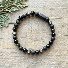 Crystal Protection Bracelet Shungite Onyx Tourmaline Obsidian Grounding Healing