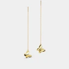 Tiny Butterfly Long Threader Earrings in 925 Sterling Silver
