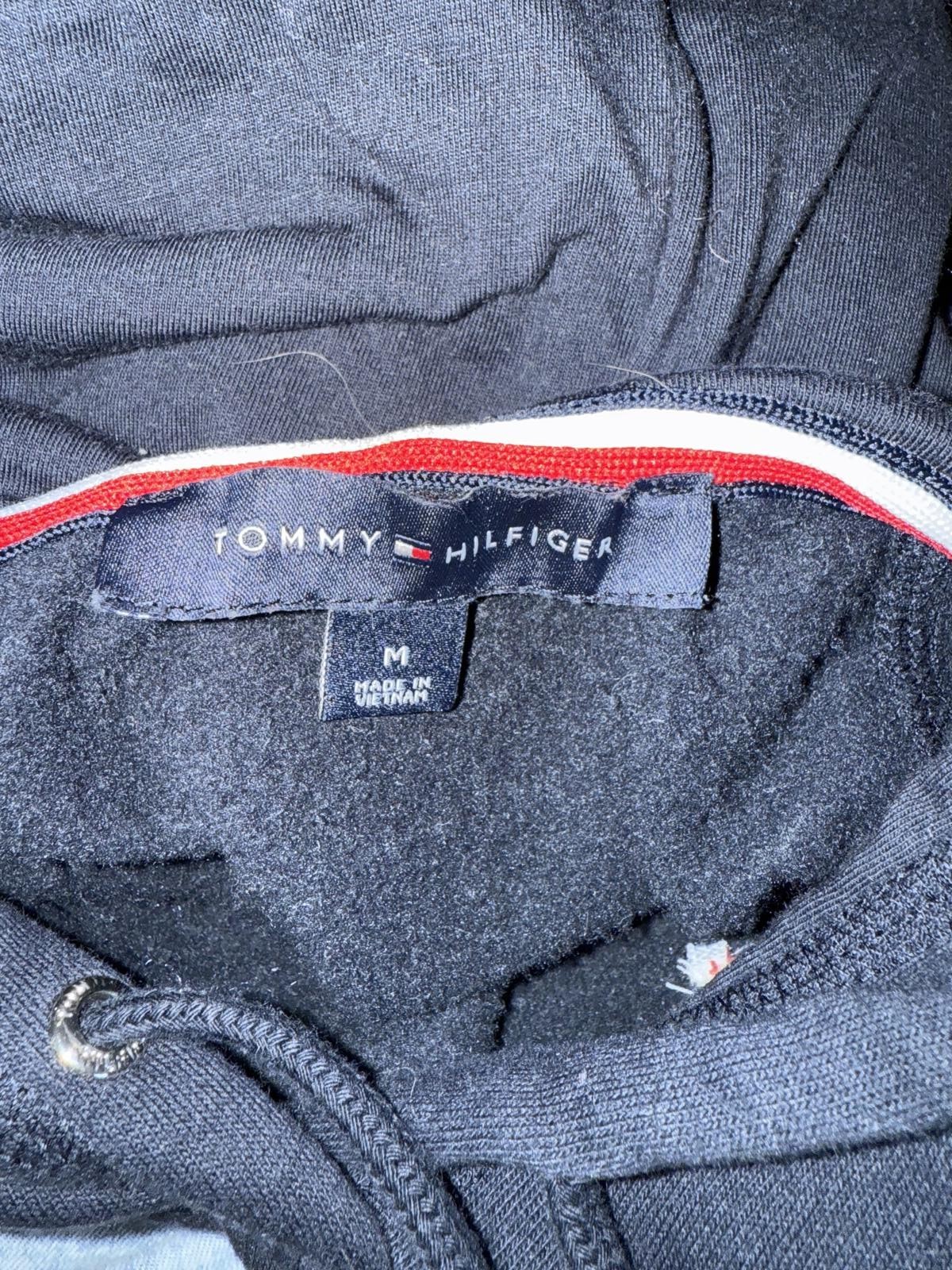 Tommy Hilfiger Navy Hoodie Layered Plaid Shirt Hem Women’s Medium Streetwear thumbnail 3