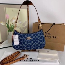 Coach CAF82 Denim/Natural Teri Shoulder Bag Signature Denim Outlet