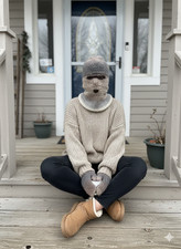 Ski Mask Balaclava 3 hole Tan/Gray/Light Brown Winter Hat Thick