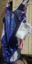 Simone Biles GK Elite LEOTARD Gymnastics REPLICA Sequin Bling USA Flag NWT JR7-9