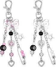 2 Pack Bow Bag Charm Keychain Purse Handbag Gift