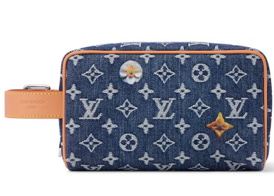 NEU Louis Vuitton Monogram Locker Dopp Kit Handtasche Denim M28363 Authentic LV