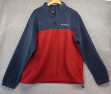 Columbia Sweater Men's XL Red Blue Fleece Jacket 1/4 Zip Outdoor
