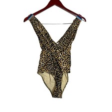 Mara Hoffman leopard front twist one piece swimsuit sz S
