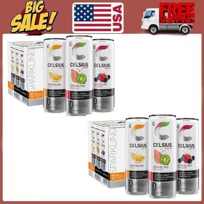 2-Pack CELSIUS Sparkling Original Variety Pack Functional Energy Drink 12oz 12-P