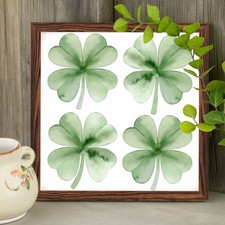 Charming St Patricks Day Decoration Wooden Plaque Watercolor Clover Accent Sign