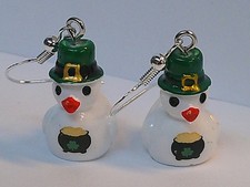 St. Patrick's Day White DUCKY Dangle Earrings NEW Handmade