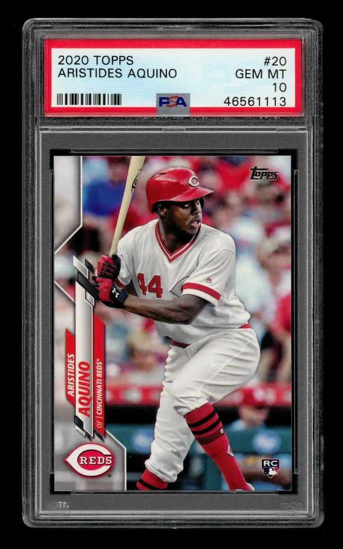 2020 Topps: # 20 Aristides Aquino PSA 10 GEM MINT