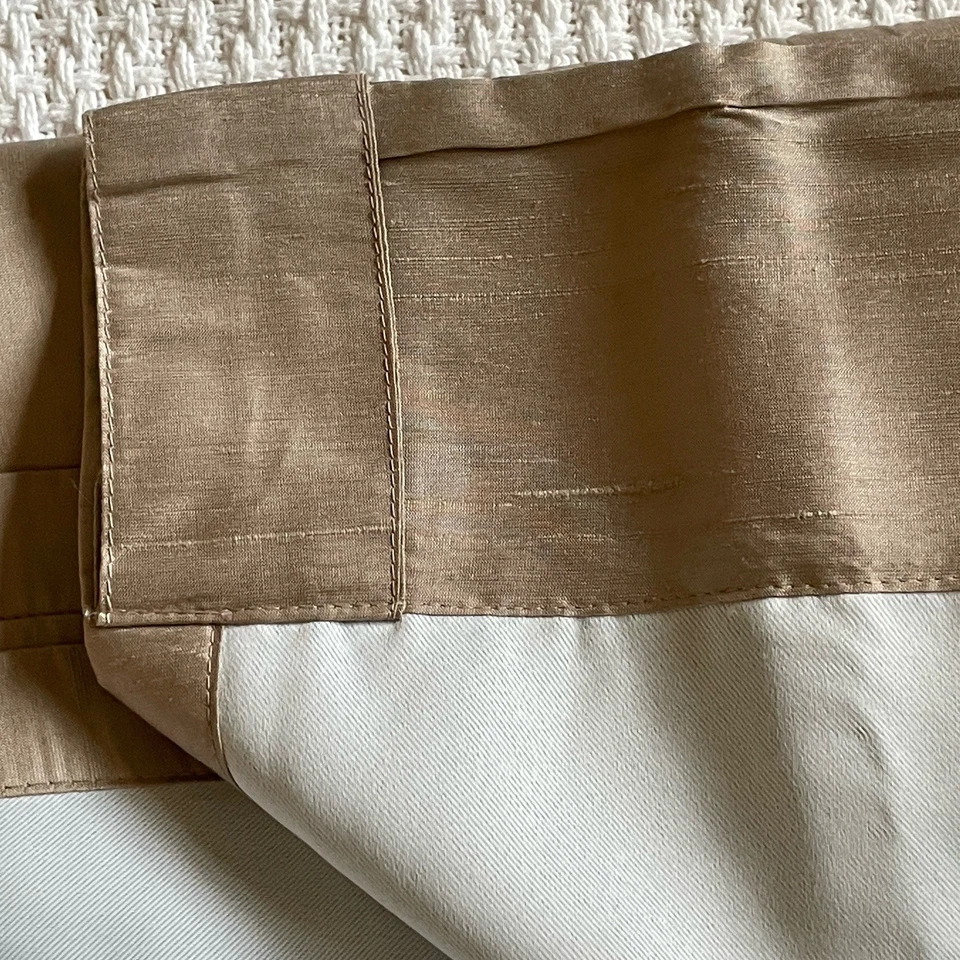 West Elm Back Tab Curtain Panel (1) Beige 100% Silk Lined 48 X 108” - Image 2 of 4