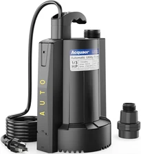 1/3 HP Automatic Submersible Water Pump, 115V Sump Pump with 3/4” Garden Hose Ch