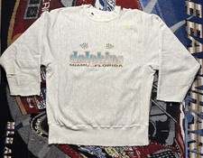 Vintage Miami Dolphins Sweatshirt Trench Thrashed Distress Crewneck Large 90s