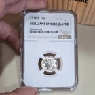 1942-D Mercury Dime 10C Silver .900 Business Strike Denver KM#140 NGC BU