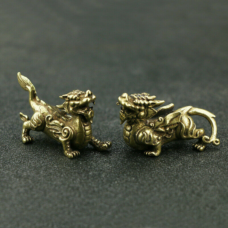 Ancient Chinese Bronze Fengshui unicorn Beast Bixie Pixiu Wealth