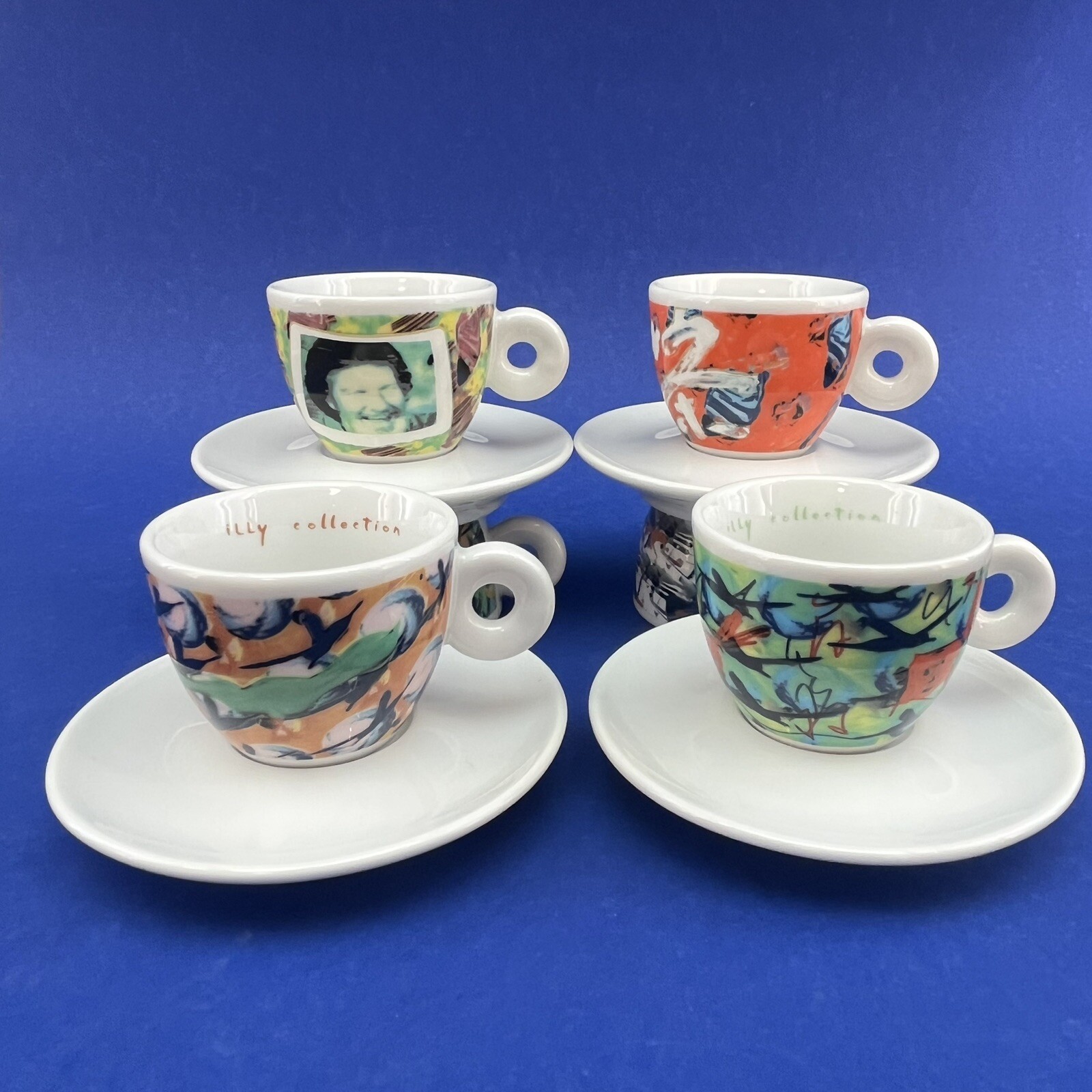 ILLY Set /4 Espresso Collection Cups Saucers NAM JUNE PARK Videogrammi