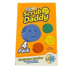 Scrub Daddy Colors Sponges Foam Round Non Abrasive Dishwasher Safe 4-Count