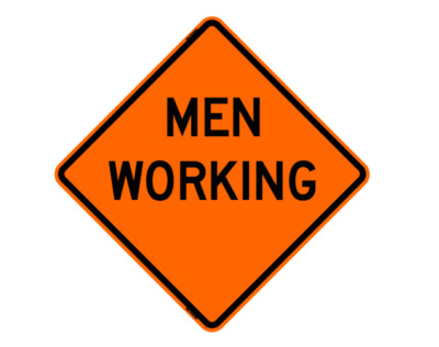 Men Working Roll-Up Sign 36'' Orange Premium Mesh | Roadway Work Zone Safety