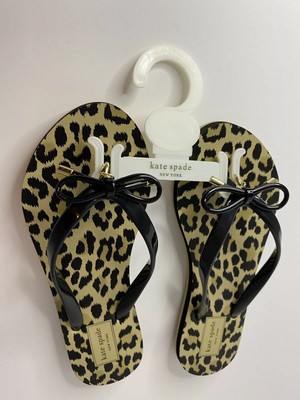 NEW Kate Spade New York Nova Cheetah Flip Flops Black Shiny Rubber Size 5-6 NEW 888445920103 | eBay