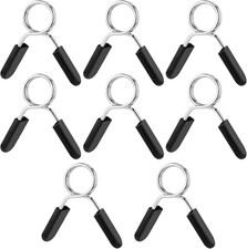 8Pcs 1 Inch Barbell Clamps, Stainless Steel Spring Collar Clips Fitness Bar Clip