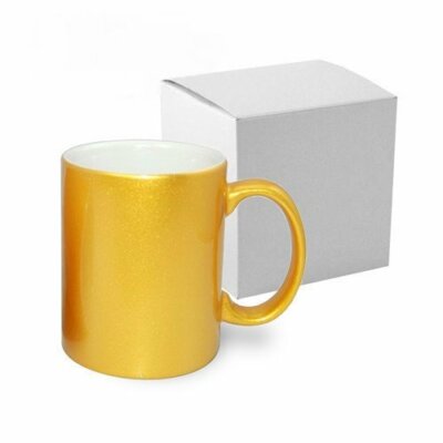 12x Kaffeetassen Fototassen Gold Metallic für Sublimation + Geschenkkarton