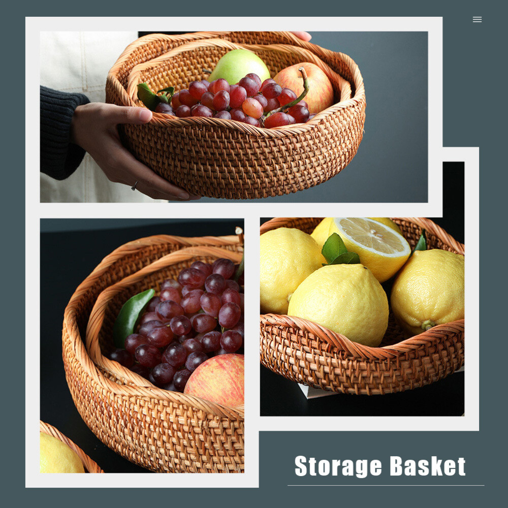 Rattan Basket Hanging Fruit Baskets Food Trays