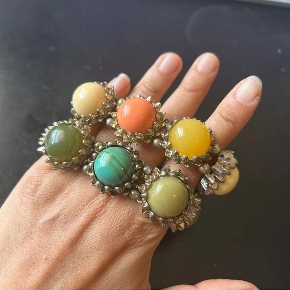 Anthropologie chunky Colorful Gemstone beaded Bracelets lot of 2 - Image 2 of 4