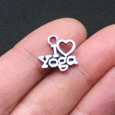 8 Yoga Charms Antique Silver Tone I heart Yoga - SC2996