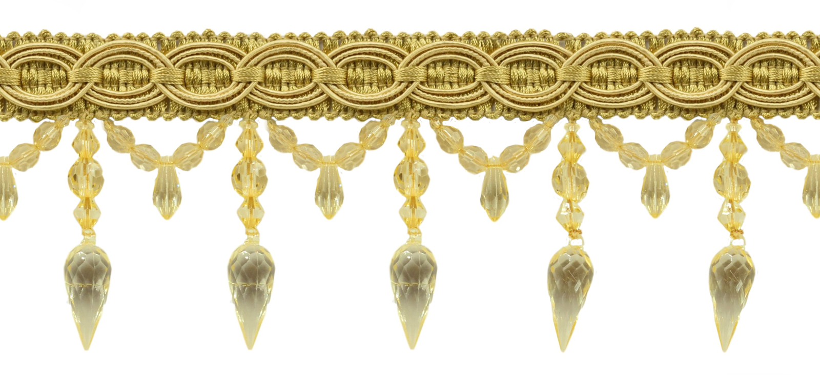 Gimp with Teardrop Beaded, Style# BF334, Color# C4 - Dark Gold [3 Yards]